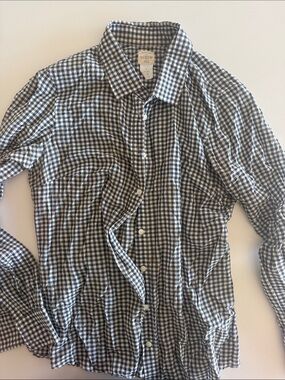 J. Crew Black & White Gingham Button-Down Shirt